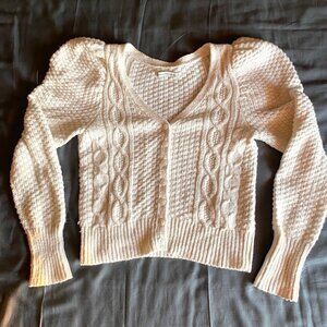 Abercrombie Bubble cap shoulder knit cardigan M cream